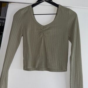Cotton On Green Ribbed Crop Blouse